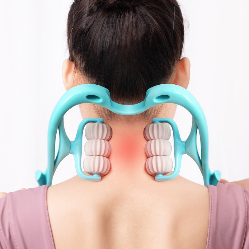 Multifunctional Manual Six-Wheel Neck Massager – Pain Relief Massage Roller Tool