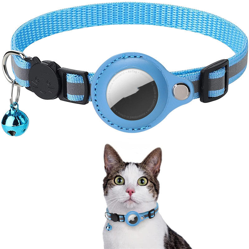 Reflective Waterproof AirTag Pet Collar – Nylon Holder for Dogs & Cats