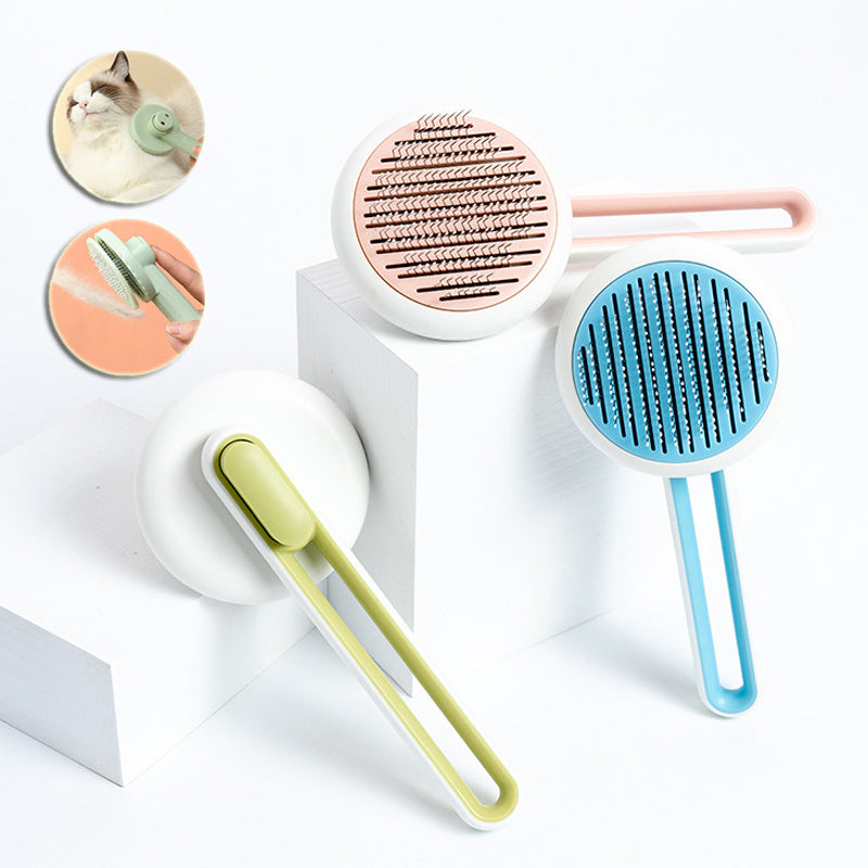 Pet Grooming Brush – Round Automatic Hair Remover & Massage Comb for Dogs & Cats