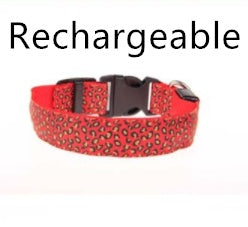 LED Light Dog Collar – Adjustable Nylon Leopard Style Pet Collar for Safety