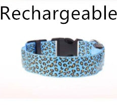 LED Light Dog Collar – Adjustable Nylon Leopard Style Pet Collar for Safety