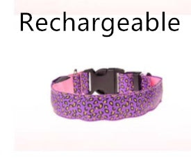 LED Light Dog Collar – Adjustable Nylon Leopard Style Pet Collar for Safety