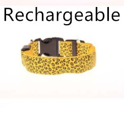 LED Light Dog Collar – Adjustable Nylon Leopard Style Pet Collar for Safety