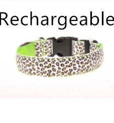LED Light Dog Collar – Adjustable Nylon Leopard Style Pet Collar for Safety