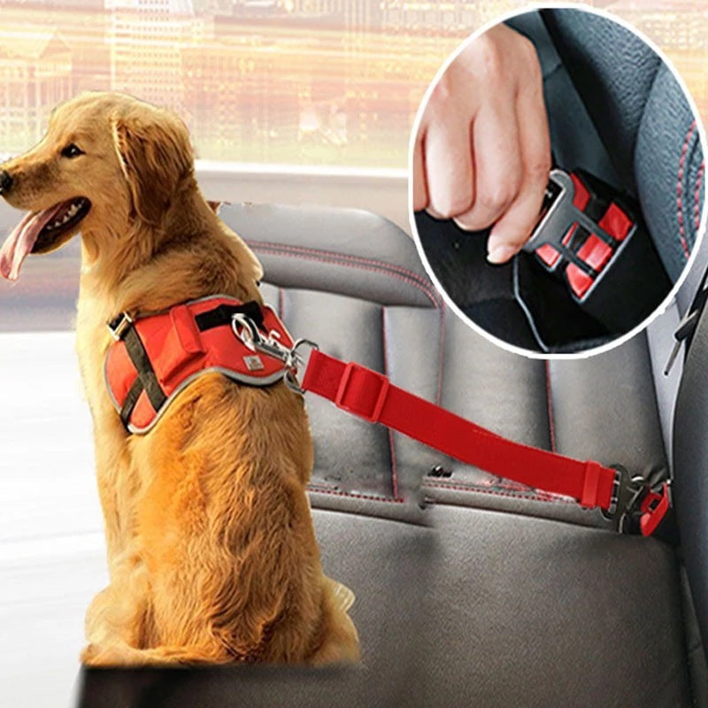 Adjustable Pet Car Seat Belt – Dog & Cat Safety Harness Clip for Vehicles
