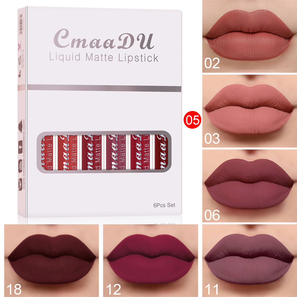 6-Pack Matte Waterproof Lipsticks – Long-Lasting & Non-Stick