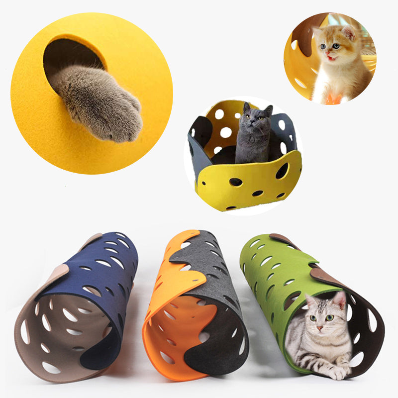 Cat Tunnel Toy with Pom Pom – Foldable, Interactive Tube House for Kittens & Cats