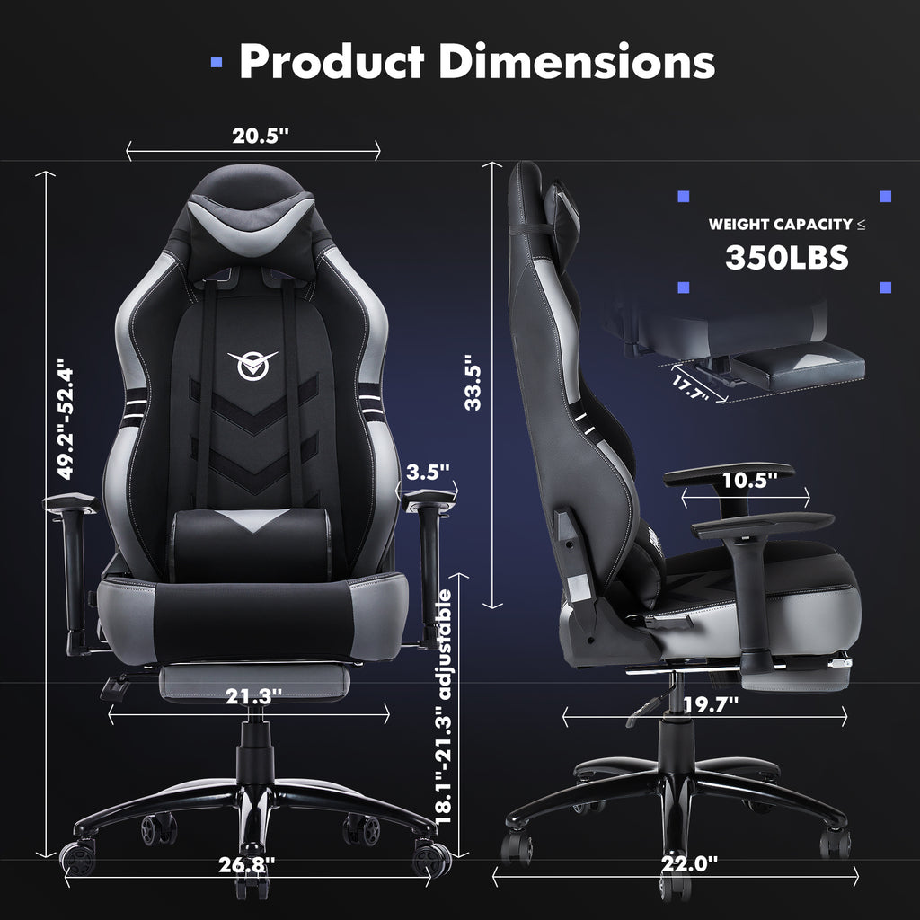 Tall Racing Gaming Chair – 350lbs Heavy-Duty Computer Chair