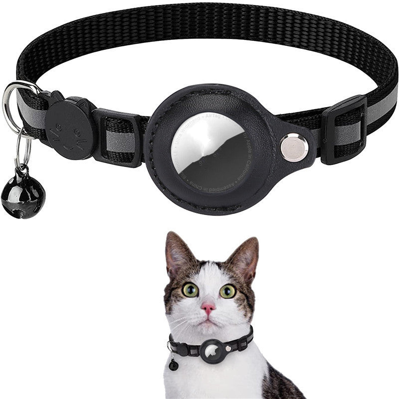 Reflective Waterproof AirTag Pet Collar – Nylon Holder for Dogs & Cats
