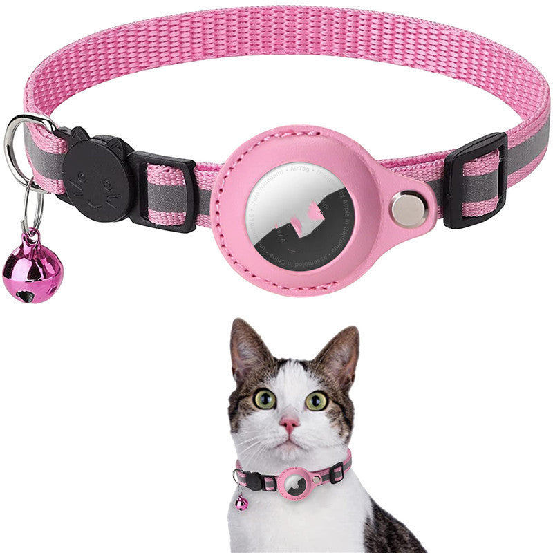 Reflective Waterproof AirTag Pet Collar – Nylon Holder for Dogs & Cats