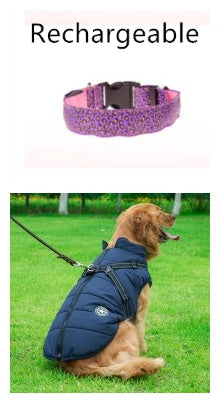 LED Light Dog Collar – Adjustable Nylon Leopard Style Pet Collar for Safety