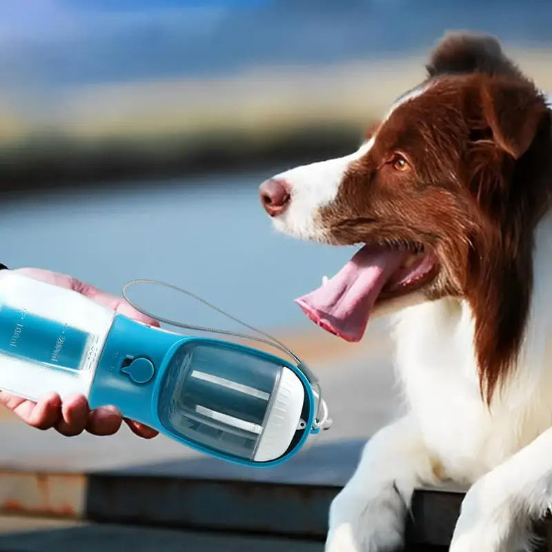 3-in-1 Portable Dog Water Cup – Feeder & Waste Bag Dispenser for Pets