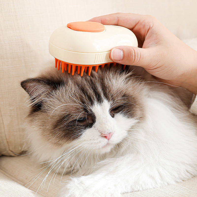 Electric Steam Cat Brush – Self-Cleaning Grooming Comb & Massage Tool for Cats & Dogs