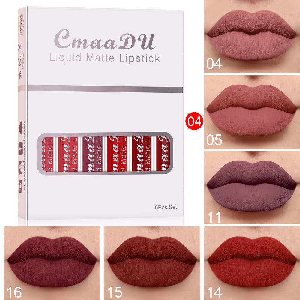 6-Pack Matte Waterproof Lipsticks – Long-Lasting & Non-Stick