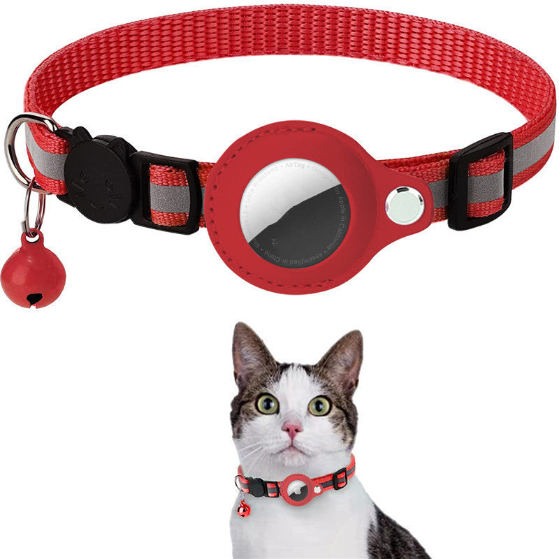 Reflective Waterproof AirTag Pet Collar – Nylon Holder for Dogs & Cats