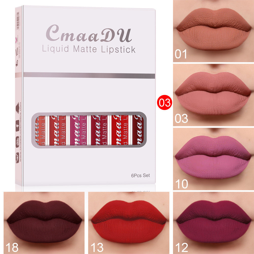 6-Pack Matte Waterproof Lipsticks – Long-Lasting & Non-Stick