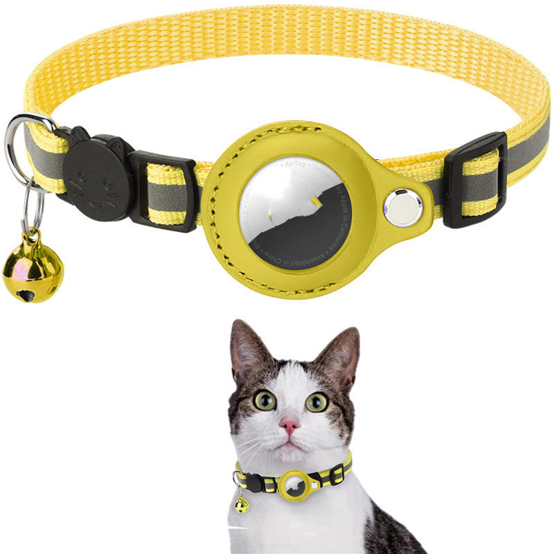 Reflective Waterproof AirTag Pet Collar – Nylon Holder for Dogs & Cats
