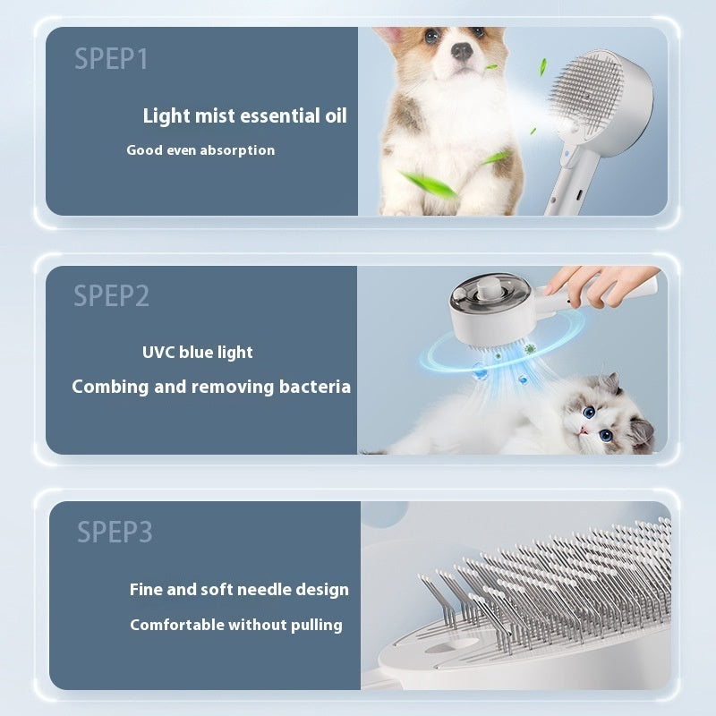 Pet Hair Remover Brush – Self-Cleaning Steam Grooming Brush for Dogs & Cats