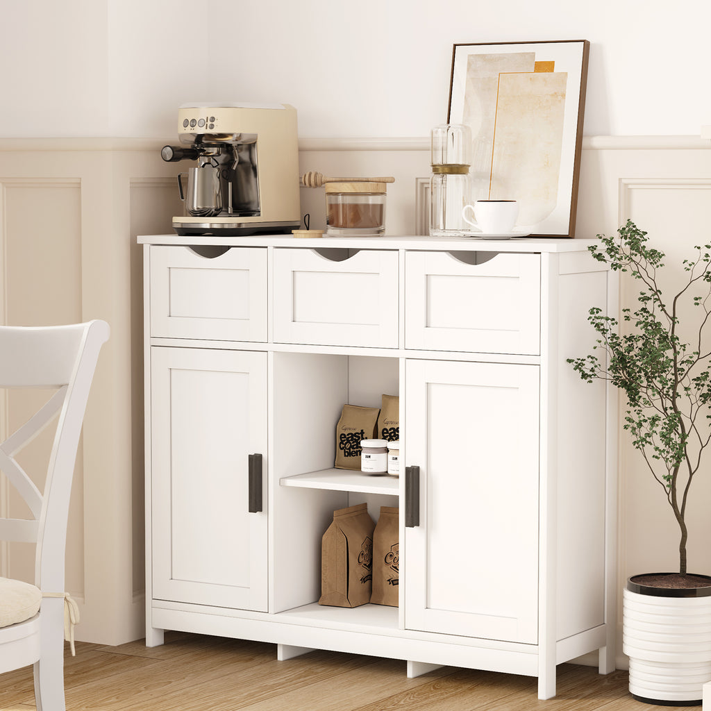 Multi-Purpose White Cabinet – Drawers, Shelves & Home Decor