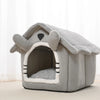 Gray Detachable Semi-Enclosed Cat House – Washable 4-Season Pet Bed