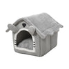 Gray Detachable Semi-Enclosed Cat House – Washable 4-Season Pet Bed