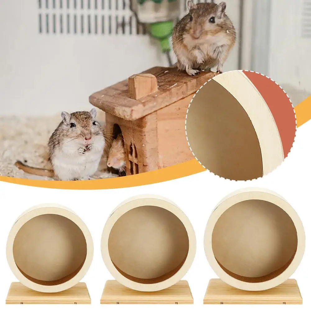Golden Bear Silent Wooden Hamster Wheel with Cork Pad