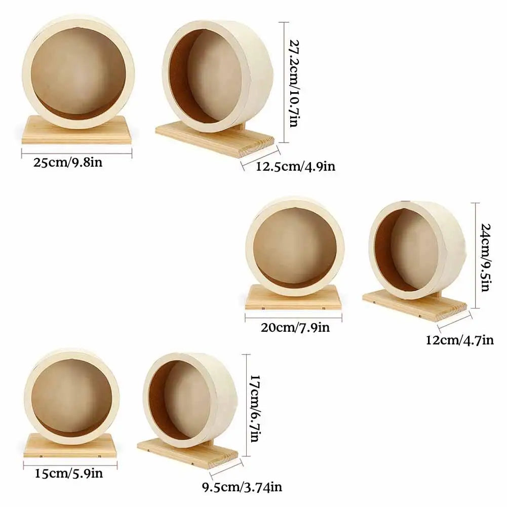 Golden Bear Silent Wooden Hamster Wheel with Cork Pad