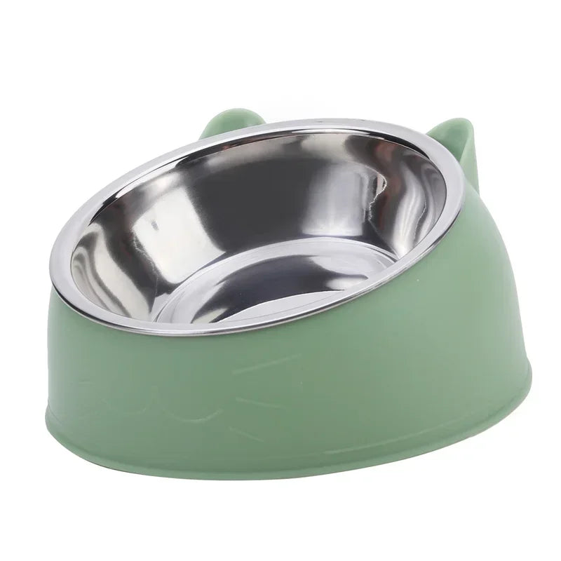 Inclined Cat Bowl – Cute Stainless Steel Feeding Bowl for Kittens & Puppies