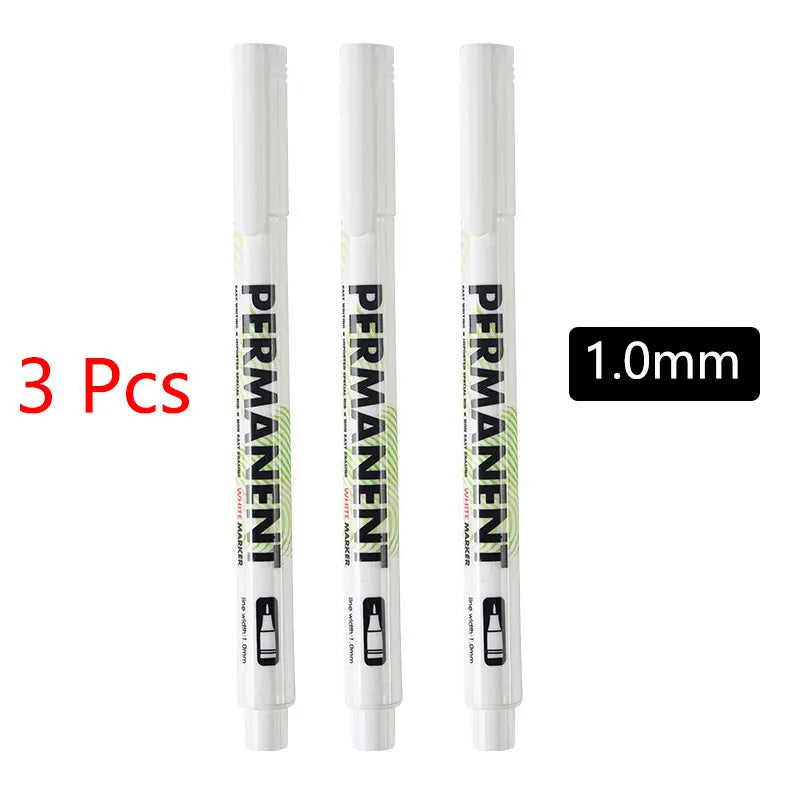 White Marker Pen Set Waterproof Oily Ink for DIY Sketch & Writing