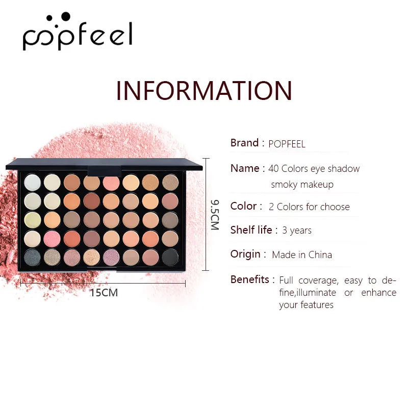 POPFEEL 40-Color Eyeshadow Palette – Long Lasting & Easy Blend