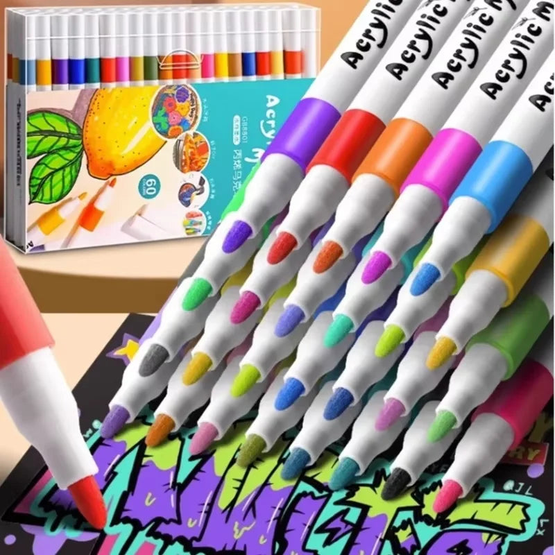 12-80 Color Acrylic Paint Markers Set Soft Tip for Art & DIY Surfaces