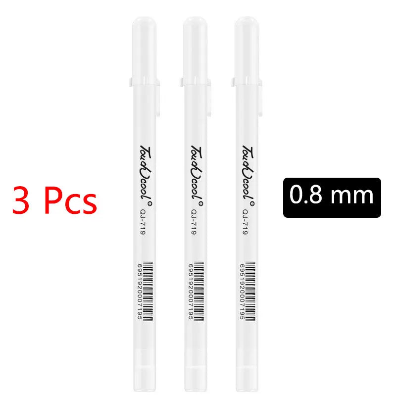 White Marker Pen Set Waterproof Oily Ink for DIY Sketch & Writing
