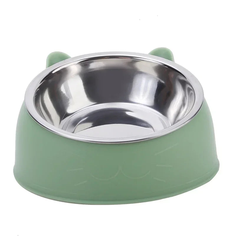 Inclined Cat Bowl – Cute Stainless Steel Feeding Bowl for Kittens & Puppies