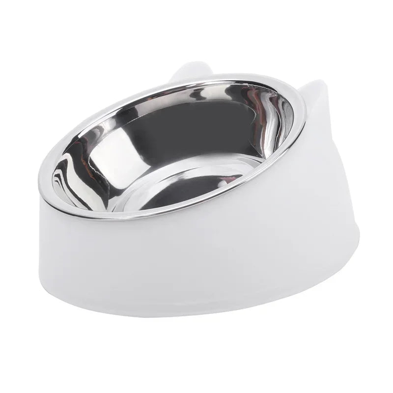 Inclined Cat Bowl – Cute Stainless Steel Feeding Bowl for Kittens & Puppies