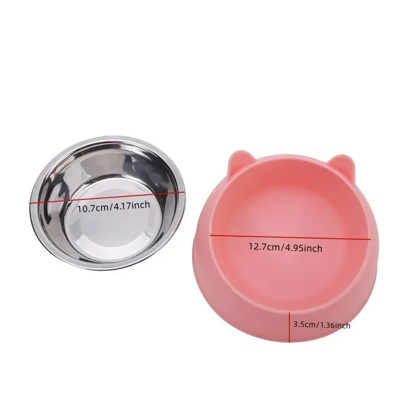 Inclined Cat Bowl – Cute Stainless Steel Feeding Bowl for Kittens & Puppies