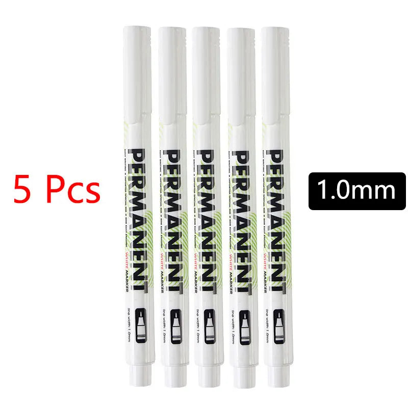 White Marker Pen Set Waterproof Oily Ink for DIY Sketch & Writing