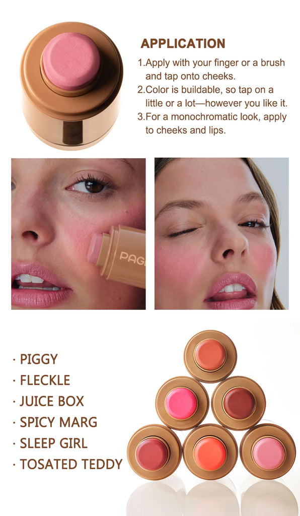 PAGE VINE Pocket Blush Stick – 6-in-1 Lip & Cheek Balm