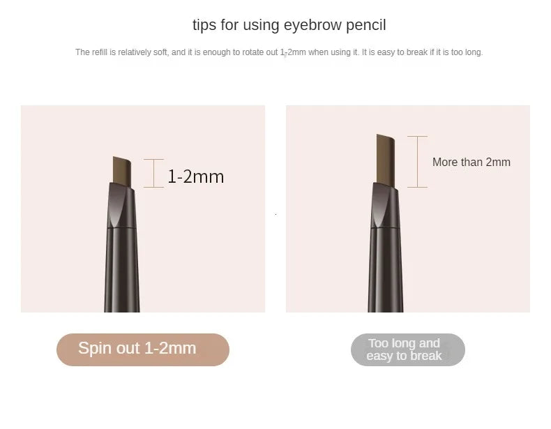 2-in-1 Waterproof Eyebrow Pencil – 5 Colors, Long-Lasting Tattoo Brush