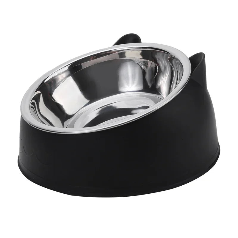 Inclined Cat Bowl – Cute Stainless Steel Feeding Bowl for Kittens & Puppies