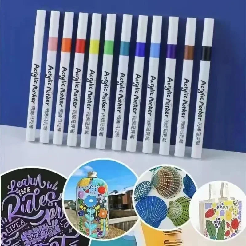 12-80 Color Acrylic Paint Markers Set Soft Tip for Art & DIY Surfaces