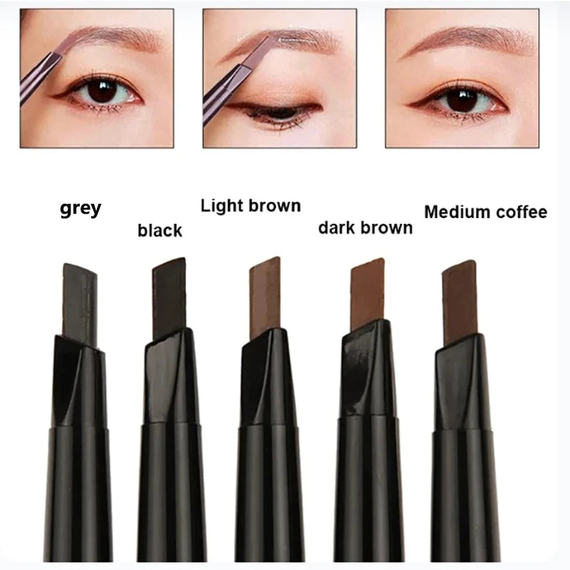 2-in-1 Waterproof Eyebrow Pencil – 5 Colors, Long-Lasting Tattoo Brush