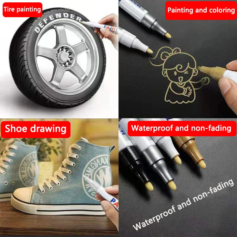 White Marker Pen Set Waterproof Oily Ink for DIY Sketch & Writing