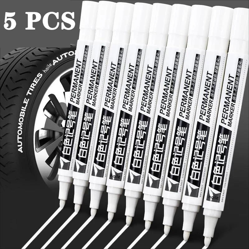 White Marker Pen Set Waterproof Oily Ink for DIY Sketch & Writing