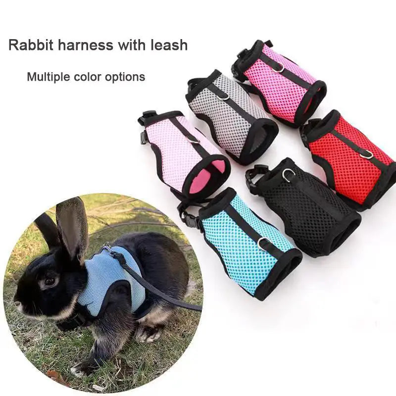 Breathable Rabbit Harness & Leash Set – Multi-Color Adjustable Vest Carrier