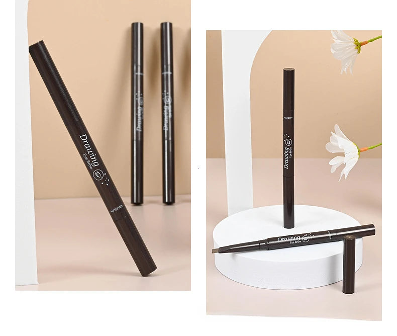 2-in-1 Waterproof Eyebrow Pencil – 5 Colors, Long-Lasting Tattoo Brush