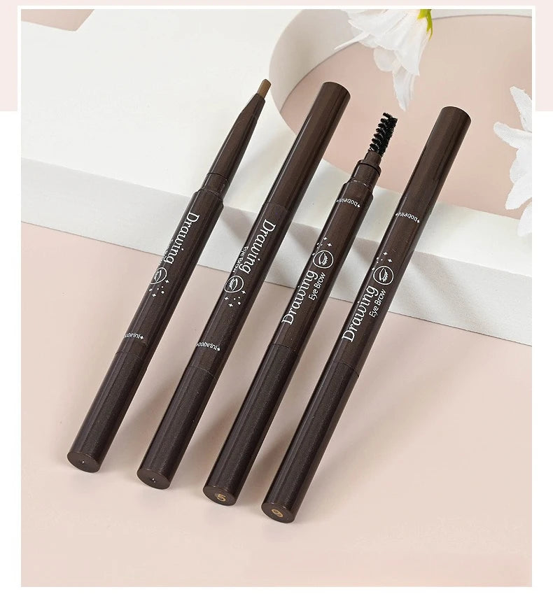 2-in-1 Waterproof Eyebrow Pencil – 5 Colors, Long-Lasting Tattoo Brush