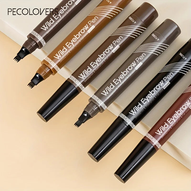 6-Color Waterproof Eyebrow Tattoo Pen – 4 Split Tip for Natural, Long-Lasting Brows!
