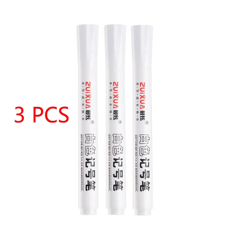 White Marker Pen Set Waterproof Oily Ink for DIY Sketch & Writing