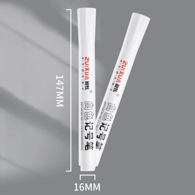 White Marker Pen Set Waterproof Oily Ink for DIY Sketch & Writing