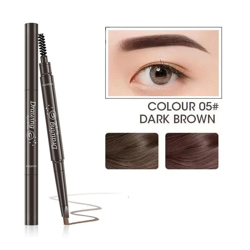 2-in-1 Waterproof Eyebrow Pencil – 5 Colors, Long-Lasting Tattoo Brush